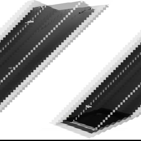 Mexen Roma kabina prysznicowa uchylna 80 x 80 cm, grafit, chrom + brodzik Flat, czarny - 854-080-080-01-40-4070