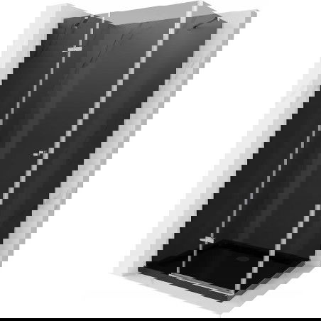 Mexen Roma kabina prysznicowa uchylna 90 x 100 cm, grafit, chrom + brodzik Flat, czarny - 854-090-100-01-40-4070