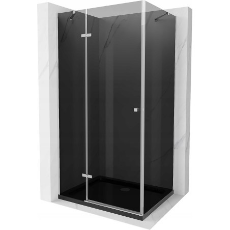 Mexen Roma kabina prysznicowa uchylna 100 x 90 cm, grafit, chrom + brodzik Flat, czarny - 854-100-090-01-40-4070