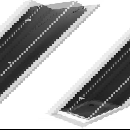 Mexen Roma kabina prysznicowa uchylna 70 x 70 cm, grafit, chrom + brodzik Flat, biały - 854-070-070-01-40-4010