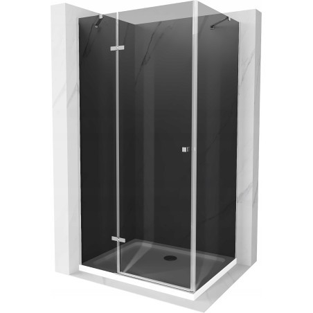 Mexen Roma kabina prysznicowa uchylna 110 x 80 cm, grafit, chrom + brodzik Flat, biały - 854-110-080-01-40-4010