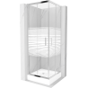 Mexen Rio kabina prysznicowa kwadratowa 70 x 70 cm, pasy, chrom + brodzik Rio, biały - 860-070-070-01-20-4510