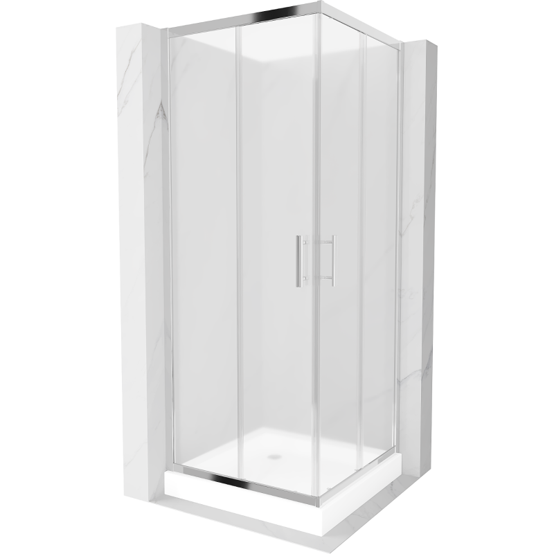 Mexen Rio kabina prysznicowa kwadratowa 80 x 80 cm, szron, chrom + brodzik Rio, biały - 860-080-080-01-30-4510