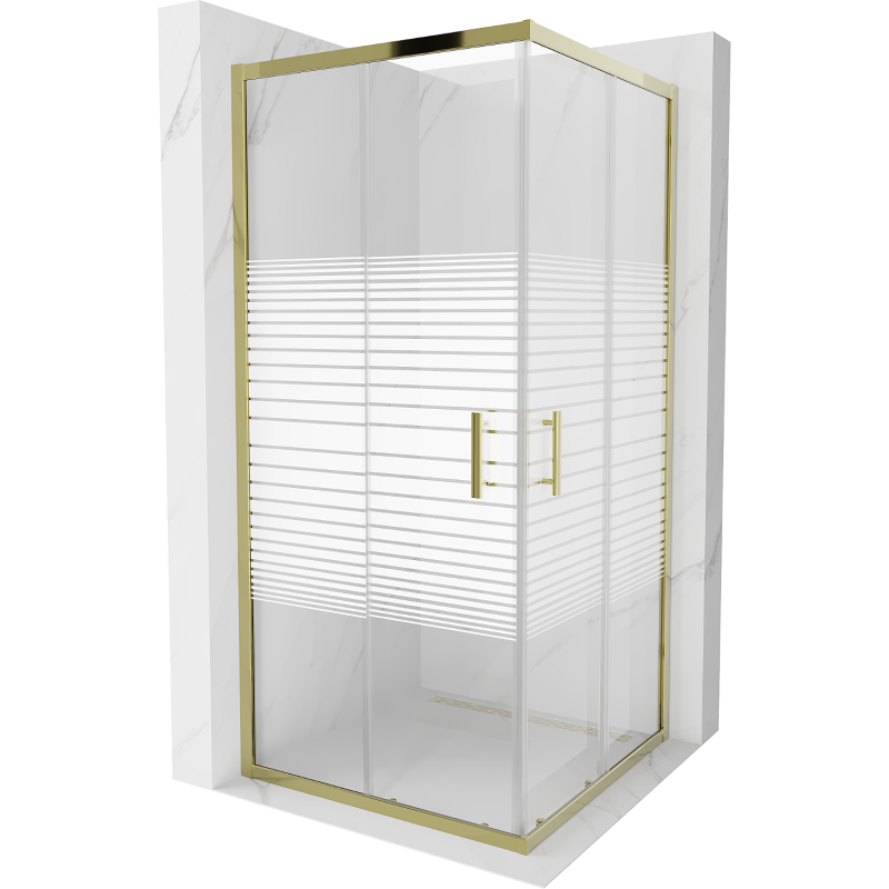 Mexen Rio kabina prysznicowa kwadratowa 90 x 90 cm, pasy, złota -  860-090-090-50-20