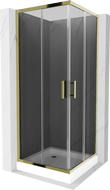 Mexen Rio kabina prysznicowa kwadratowa 80 x 80 cm, grafit, złota + brodzik Rio, biały - 860-080-080-50-40-4510