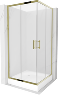 Mexen Rio kabina prysznicowa kwadratowa 90 x 90 cm, szron, złota + brodzik Rio, biały - 860-090-090-50-30-4510