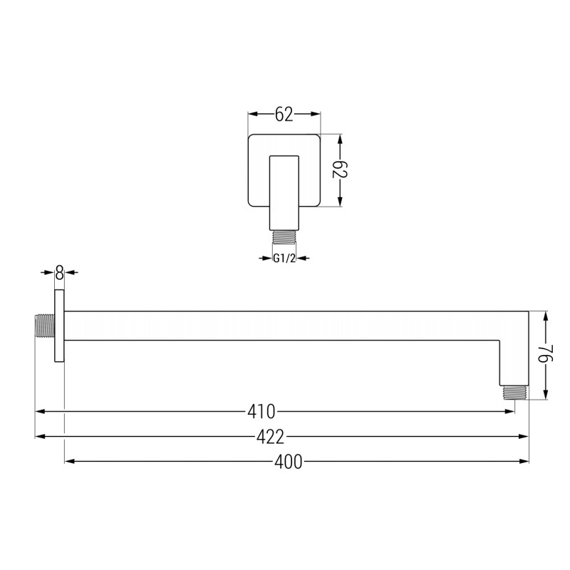 Mexen ramię prysznicowe ścienne 40 cm chrom - 79114-00