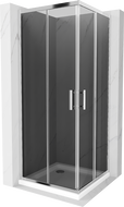 Mexen Rio kabina prysznicowa kwadratowa 80 x 80 cm, grafit, chrom + brodzik Flat, biały - 860-080-080-01-40-4010