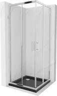 Mexen Rio kabina prysznicowa kwadratowa 80 x 80 cm, transparent, chrom + brodzik Flat, czarny - 860-080-080-01-00-4070