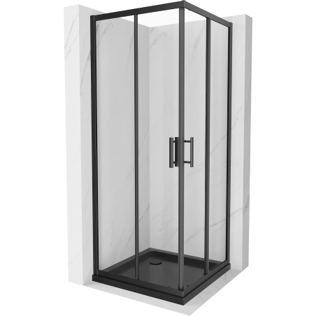 Mexen Rio kabina prysznicowa kwadratowa 90 x 90 cm, transparent, czarna + brodzik Flat, czarny - 860-090-090-70-00-4070B