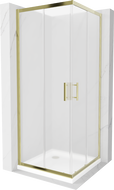 Mexen Rio kabina prysznicowa kwadratowa 70 x 70 cm, szron, złota + brodzik Flat, biały - 860-070-070-50-30-4010G