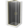 Mexen Rio kabina prysznicowa kwadratowa 90 x 90 cm, grafit, złota + brodzik Flat, biały - 860-090-090-50-40-4010G