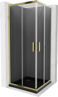 Mexen Rio kabina prysznicowa kwadratowa 80 x 80 cm, grafit, złota + brodzik Flat, czarny- 860-080-080-50-40-4070G