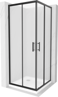 Mexen Rio kabina prysznicowa kwadratowa 80 x 80 cm, szron, czarna + brodzik Flat, biały - 860-080-080-70-30-4010B
