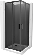 Mexen Rio kabina prysznicowa kwadratowa 80 x 80 cm, grafit, czarna + brodzik Flat, biały - 860-080-080-70-40-4010B