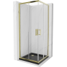 Mexen Rio kabina prysznicowa kwadratowa 70 x 70 cm, transparent, złota + brodzik Flat, czarny- 860-070-070-50-00-4070G