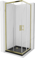 Mexen Rio kabina prysznicowa kwadratowa 70 x 70 cm, transparent, złota + brodzik Flat, czarny- 860-070-070-50-00-4070G