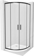 Mexen Rio kabina prysznicowa półokrągła 90 x 90 cm, szron, czarna + brodzik Flat, biały - 863-090-090-70-30-4110B