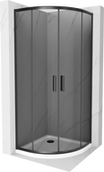 Mexen Rio kabina prysznicowa półokrągła 80 x 80 cm, grafit, czarna + brodzik Flat, biały - 863-080-080-70-40-4110B