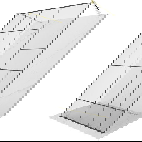 Mexen Kioto ścianka prysznicowa wolnostojąca 120 x 200 cm, czarny wzór 8 mm, złota - 800-120-002-50-78