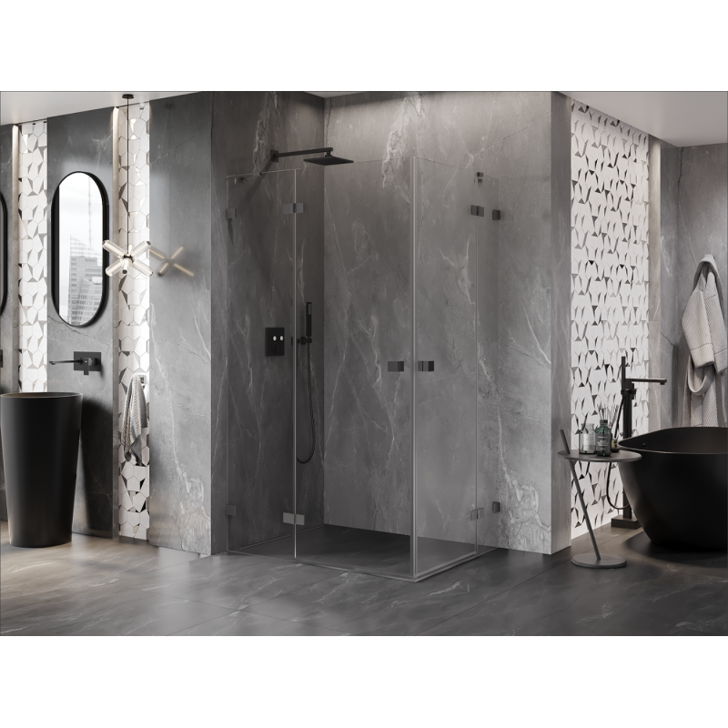 Mexen Lunar Duo kabina prysznicowa uchylna lewa 120 x 110 cm, transparent, gun metal - 834-120L-110P-95-00