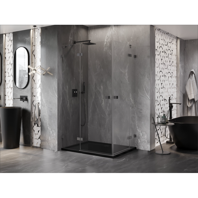 Mexen Lunar Duo kabina prysznicowa uchylna lewa 120 x 110 cm, transparent, gun metal - 834-120L-110P-95-00