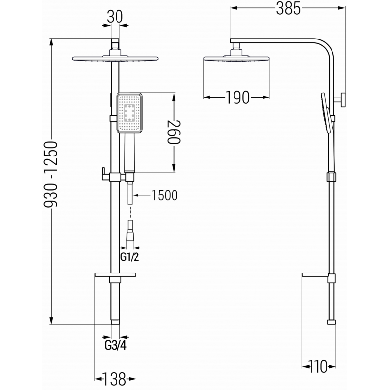 Mexen Q54 kolumna prysznicowa, czarna/chrom - 798545495-71