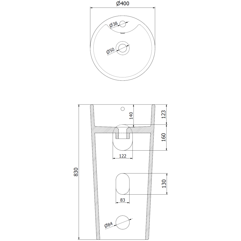 Mexen Rena umywalka wolnostojąca 40 x 40 cm, biała - 26014000