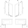 Mexen Lunar parawan nawannowy 2-skrzydłowy prawy 80 x 150 cm, transparent, czarny - 897-080-100-70-00-P