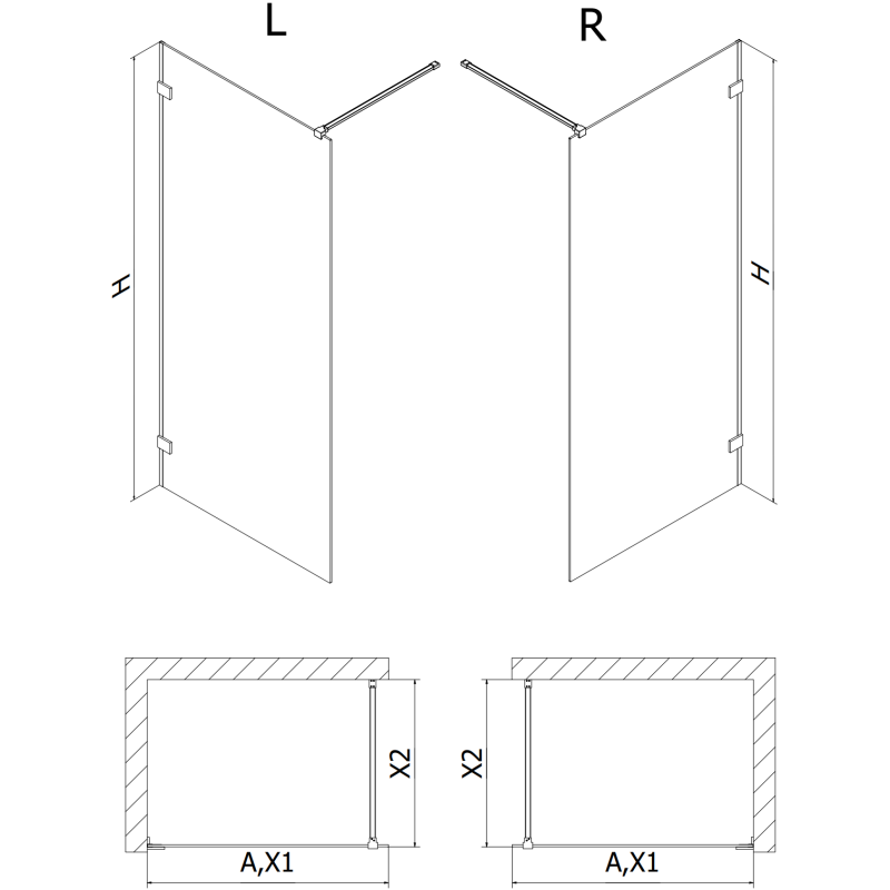 Mexen Lunar ścianka prysznicowa Walk-in lewa 160 x 200 cm, transparent 8 mm, miedź szczotkowana - 830-160-000-65-00-L