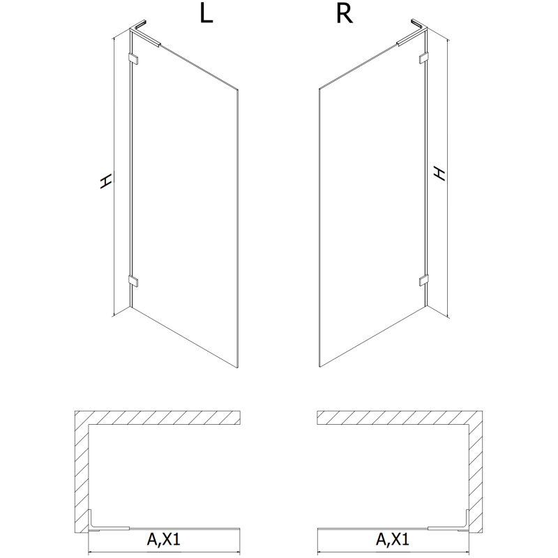 Mexen Lunar L ścianka prysznicowa Walk-in lewa 70 x 200 cm, transparent 8 mm, różowe złoto - 830L-070-000-60-00-L