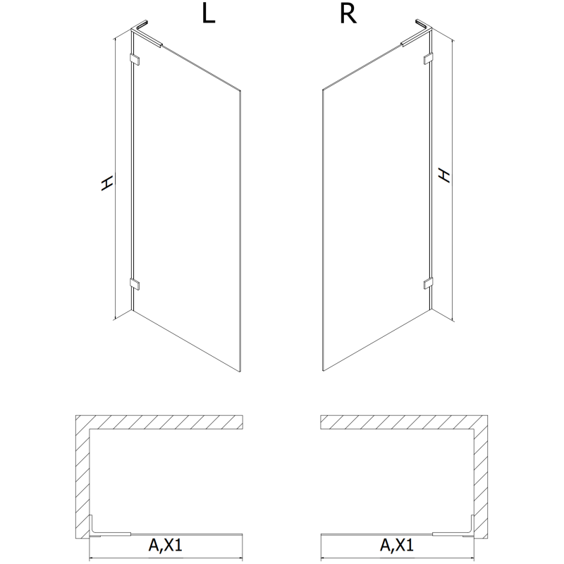 Mexen Lunar L ścianka prysznicowa Walk-in lewa 60 x 200 cm, transparent 8 mm, gun metal - 830L-060-000-95-00-L