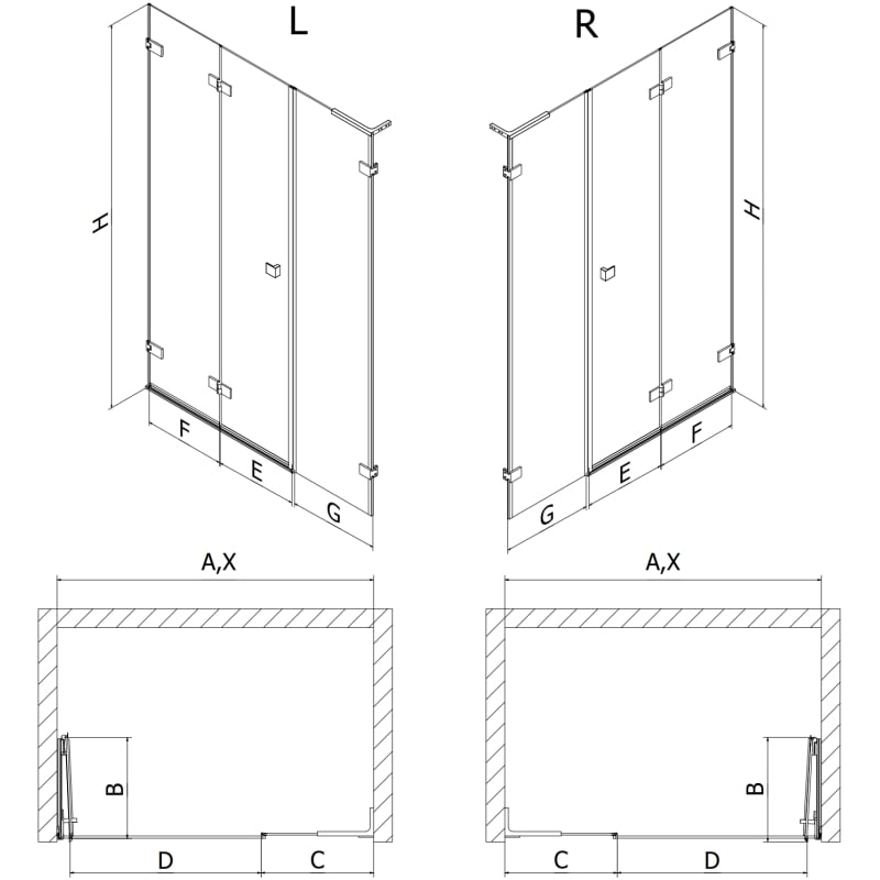 Mexen Lunar-F L drzwi prysznicowe składane prawe 120 cm, transparent, białe - 836SL-120-050-20-00-P
