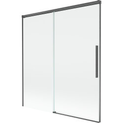 Mexen Rox parawan nawannowy 2-skrzydłowy rozsuwany 150 x 150 cm, transparent, gun gray szczotkowany - 8C9-150-001-66-00