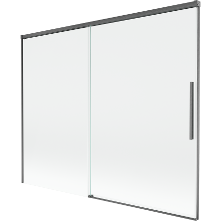 Mexen Rox parawan nawannowy 2-skrzydłowy rozsuwany 190 x 150 cm, transparent, gun gray szczotkowany - 8C9-190-001-66-00