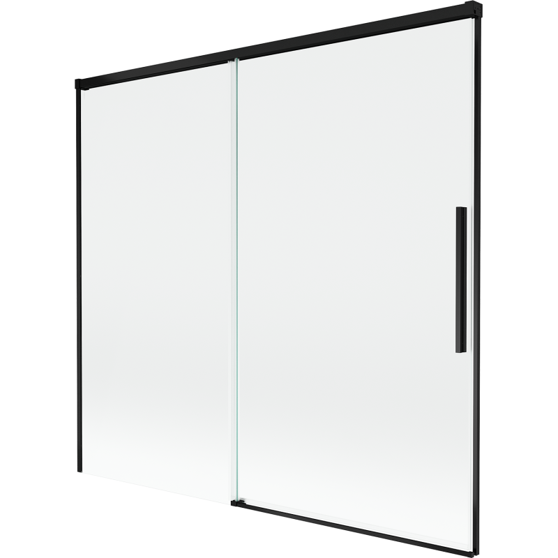 Mexen Rox parawan nawannowy 2-skrzydłowy rozsuwany 170 x 150 cm, transparent, czarny - 8C9-170-001-70-00