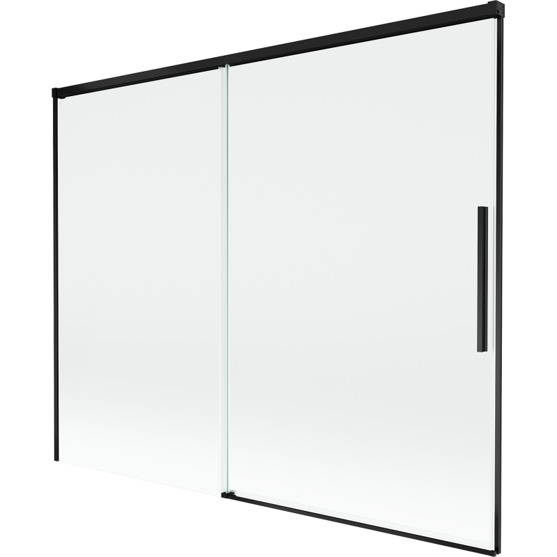 Mexen Rox parawan nawannowy 2-skrzydłowy rozsuwany 190 x 150 cm, transparent, czarny - 8C9-190-001-70-00