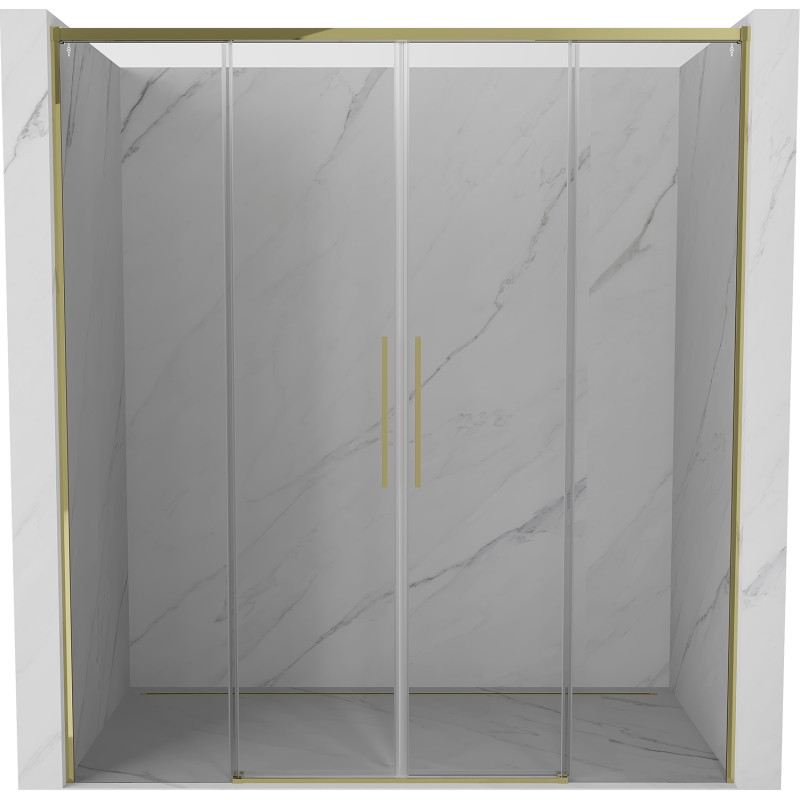 Mexen Rox Duo drzwi prysznicowe rozsuwane 200 cm, transparent, złote - 8C2-200-002-50-00