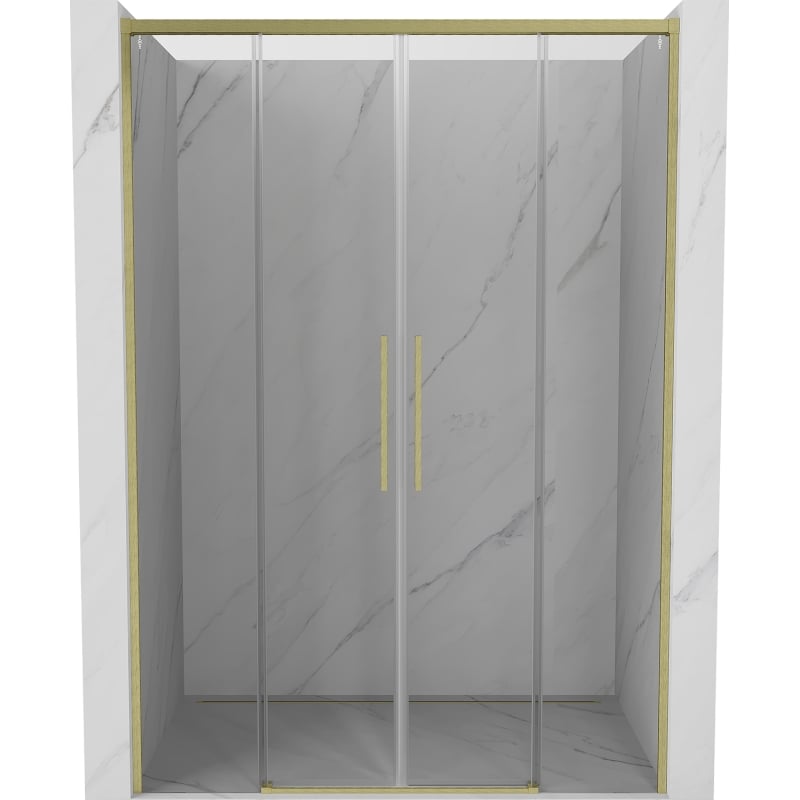 Mexen Rox Duo drzwi prysznicowe rozsuwane 150 cm, transparent, złote szczotkowane - 8C2-150-002-55-00