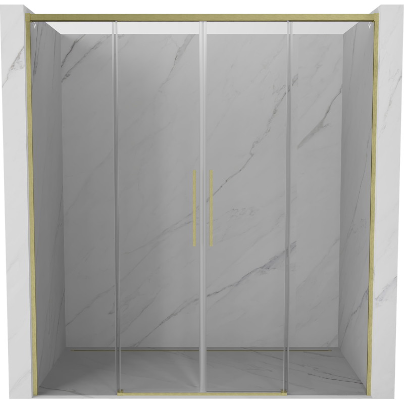 Mexen Rox Duo drzwi prysznicowe rozsuwane 190 cm, transparent, złote szczotkowane - 8C2-190-002-55-00