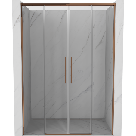 Mexen Rox Duo drzwi prysznicowe rozsuwane 140 cm, transparent, różowe złoto - 8C2-140-002-60-00