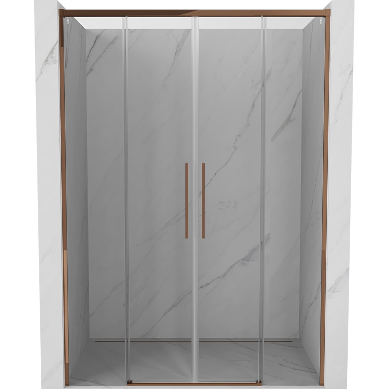 Mexen Rox Duo drzwi prysznicowe rozsuwane 150 cm, transparent, różowe złoto - 8C2-140-002-60-00
