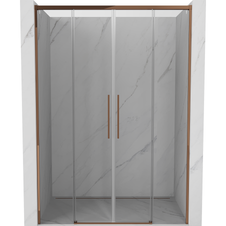 Mexen Rox Duo drzwi prysznicowe rozsuwane 150 cm, transparent, różowe złoto - 8C2-140-002-60-00
