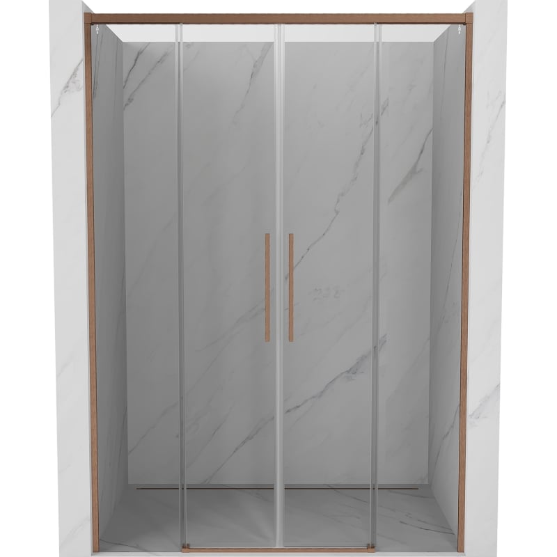 Mexen Rox Duo drzwi prysznicowe rozsuwane 140 cm, transparent, miedź szczotkowana - 8C2-140-002-65-00