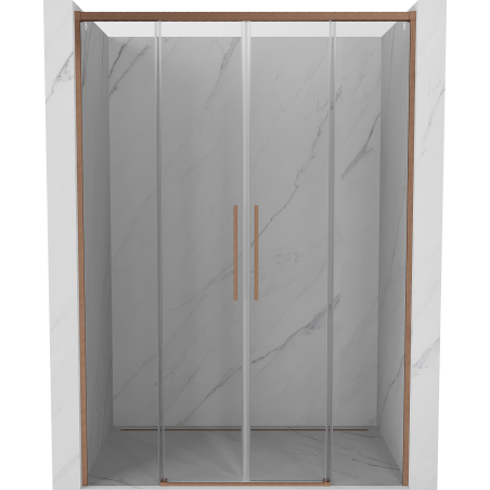 Mexen Rox Duo drzwi prysznicowe rozsuwane 150 cm, transparent, miedź szczotkowana - 8C2-150-002-65-00