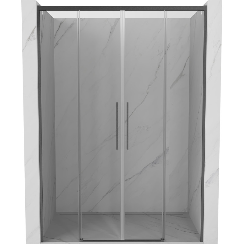 Mexen Rox Duo drzwi prysznicowe rozsuwane 150 cm, transparent, gun gray szczotkowany - 8C2-150-002-66-00