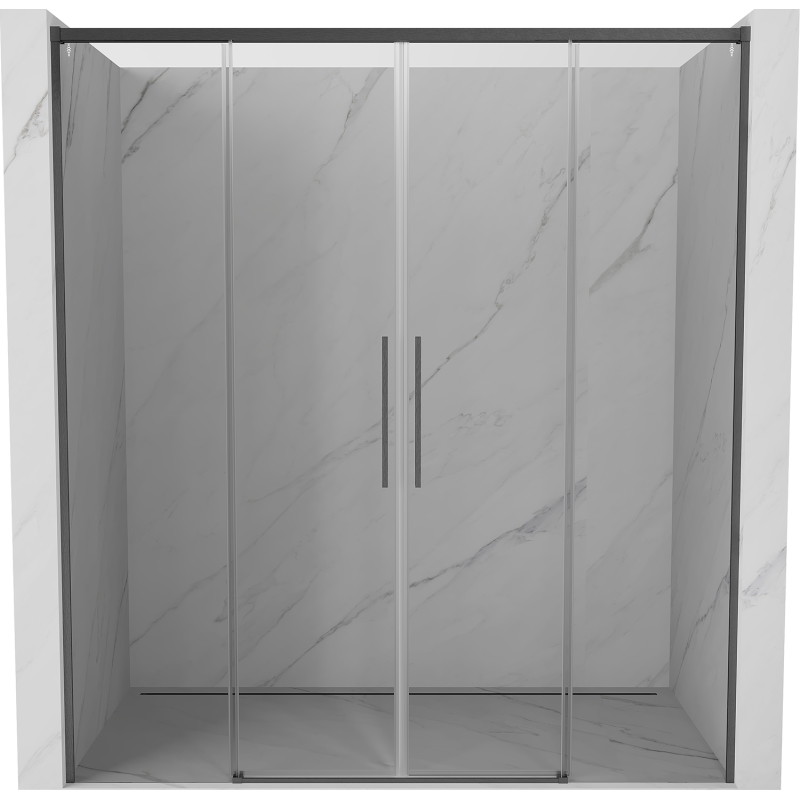 Mexen Rox Duo drzwi prysznicowe rozsuwane 200 cm, transparent, gun gray szczotkowany - 8C2-200-002-66-00