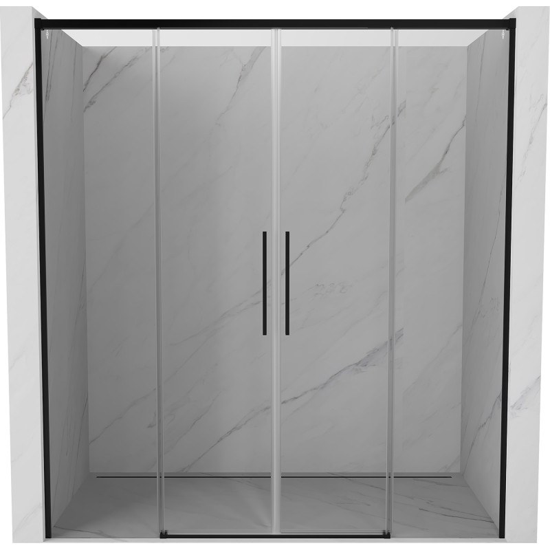 Mexen Rox Duo drzwi prysznicowe rozsuwane 190 cm, transparent, czarne - 8C2-190-002-70-00