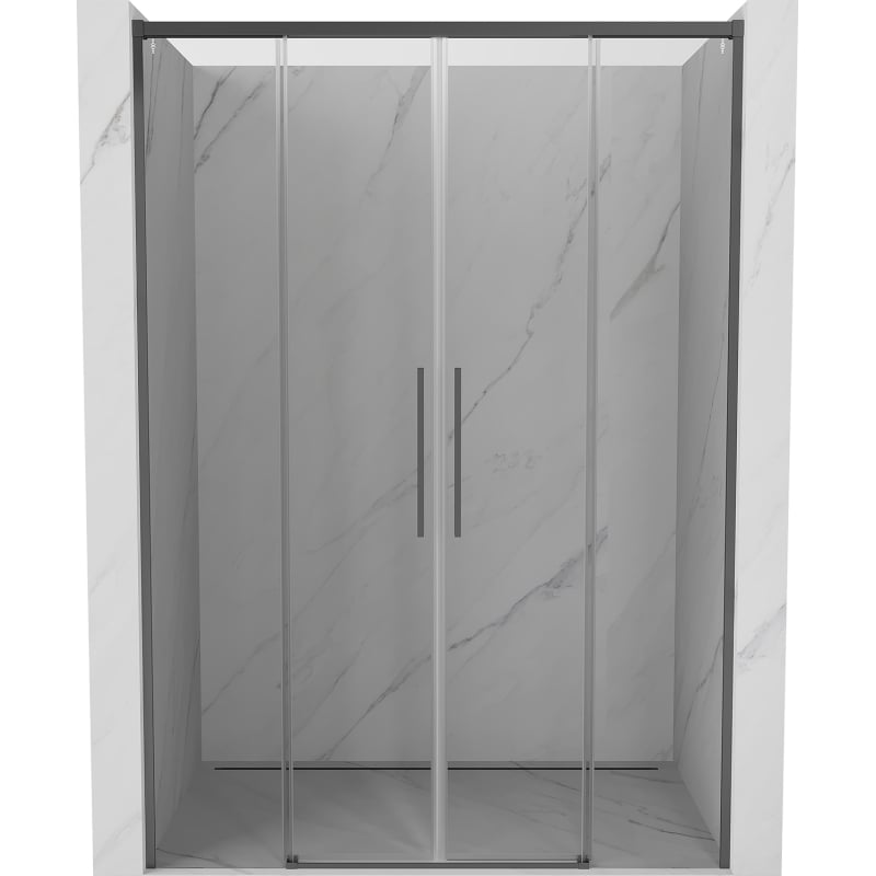 Mexen Rox Duo drzwi prysznicowe rozsuwane 150 cm, transparent, gun metal - 8C2-150-002-95-00