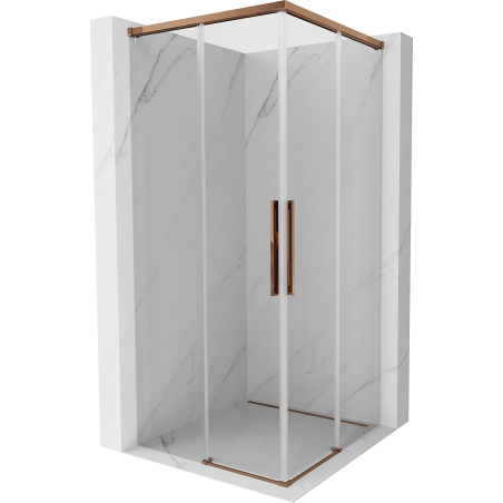 Mexen Rox Duo kabina prysznicowa rozsuwana 85 x 85 cm, transparent, różowe złoto - 8C2D-085-085-60-00